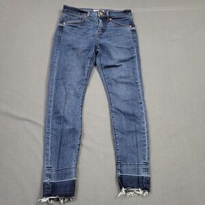 LOFT Womens Blue Denim Skinny Jeans Frayed Hem‎ Size 0 25  Petite